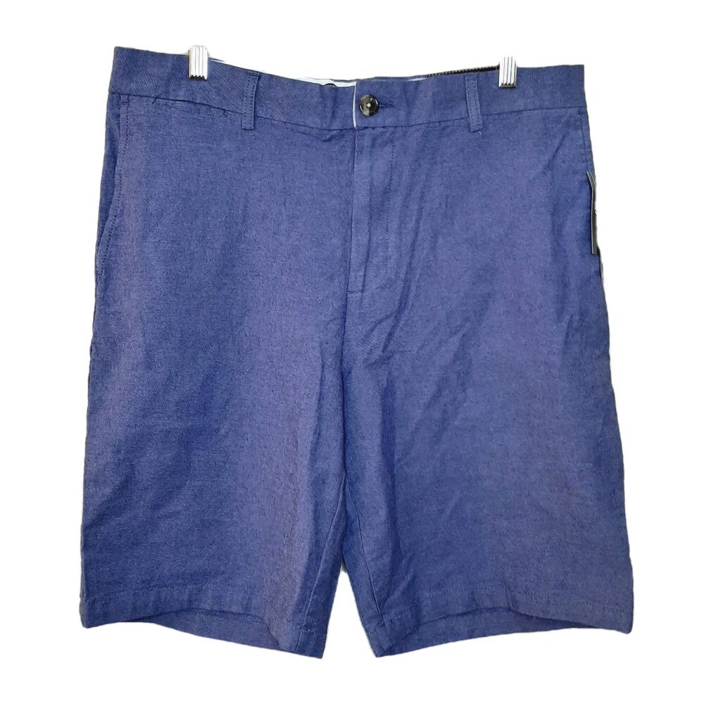 NEW Wicked Stitch Shorts Navy Men Size 36 Chino Flex Fabric Flat Front